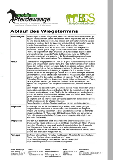 Pferdewaage Ablauf
